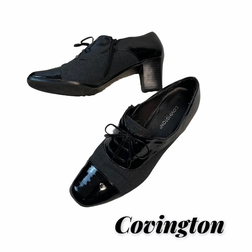 LCovington Black And Grey Lace Up Oxford Heels Size 8.5